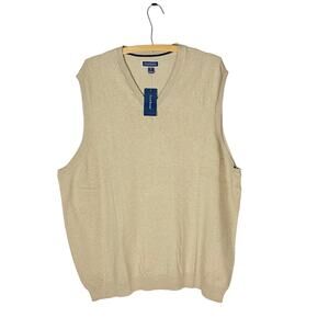 Club Room Khaki Cotton Blend V Neck Sweater Vest Mens XXL NWT Business Casual